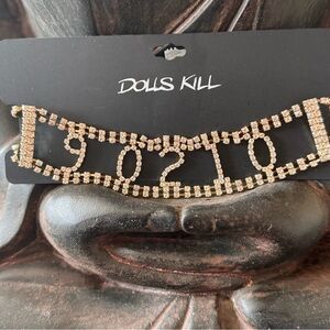 Dolls Kill Gold Crystal 90210 Choker